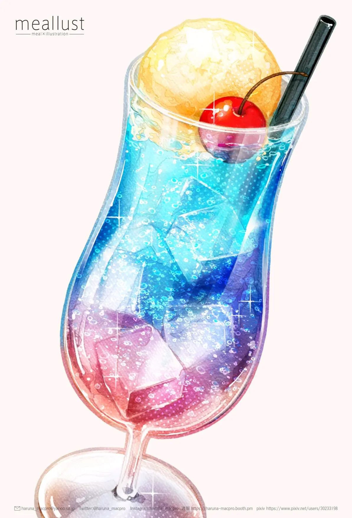 甜蜜又清爽♡ – 冰淇淋汽水插画特辑-远灯归影