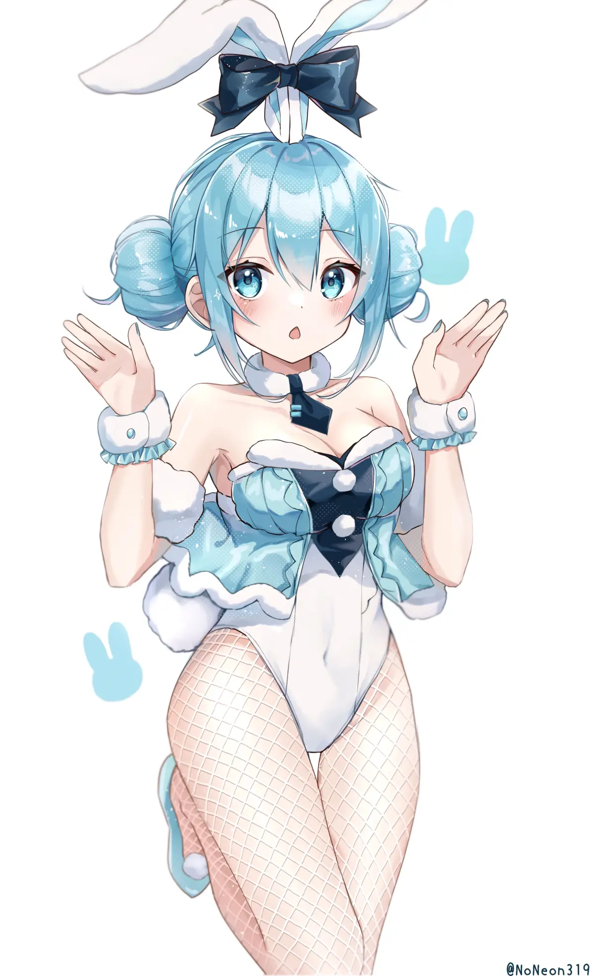把双手举到头上♡ – 兔耳手势插画特辑-远灯归影
