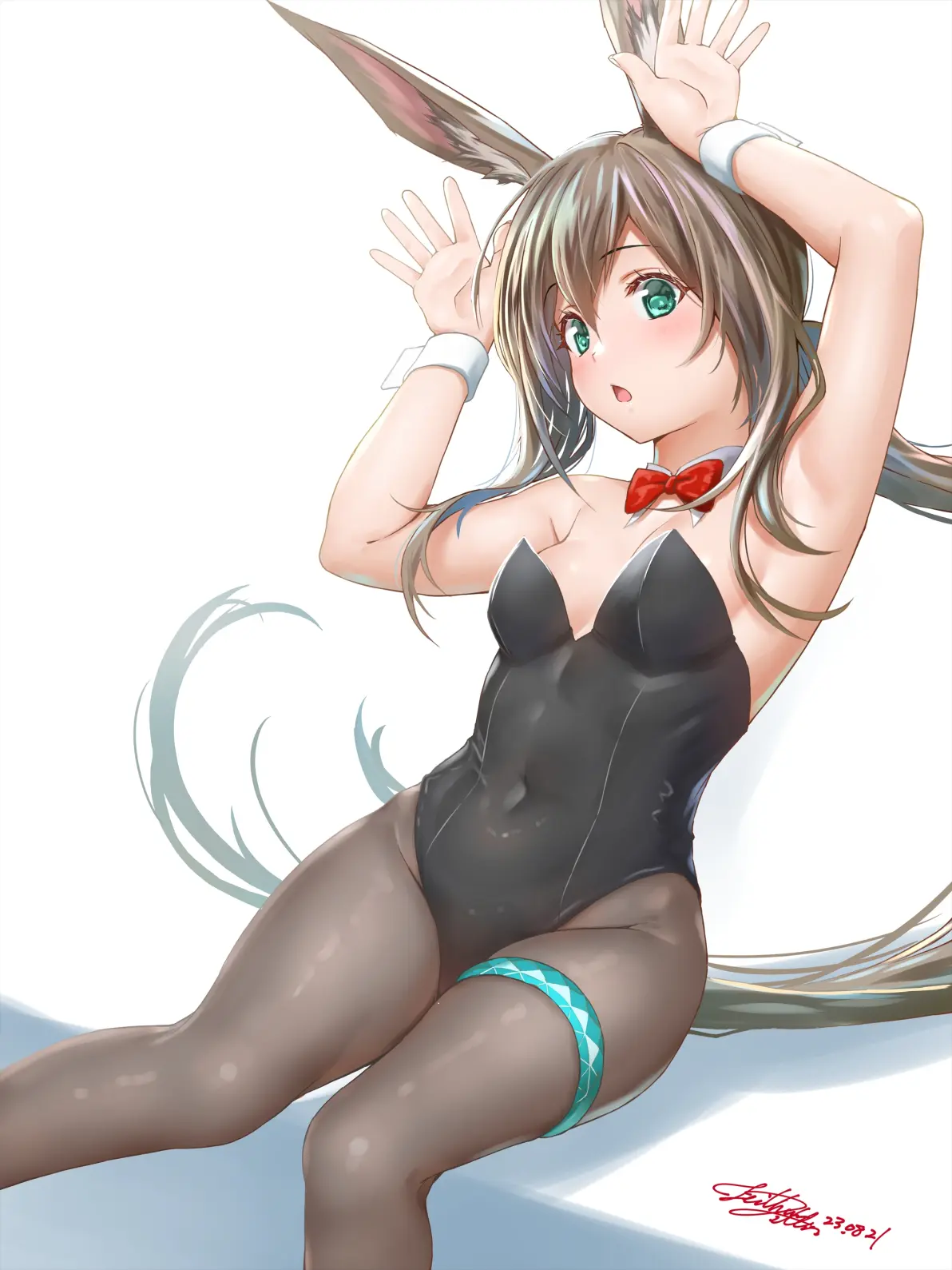 把双手举到头上♡ – 兔耳手势插画特辑-远灯归影
