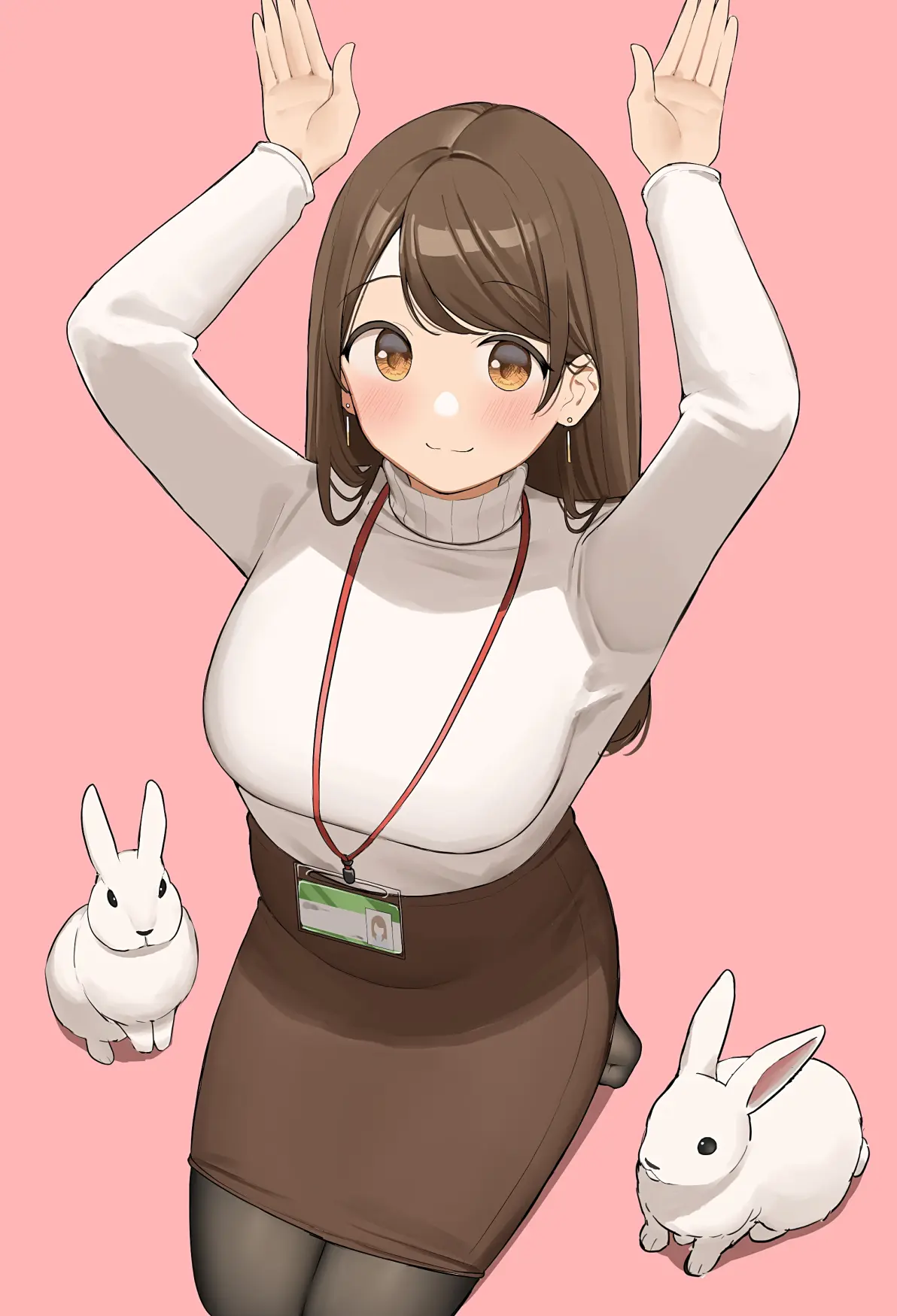 把双手举到头上♡ – 兔耳手势插画特辑-远灯归影